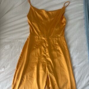 Elliatt Golden Yellow Satin Jumpsuit - Boot Cut & Flare